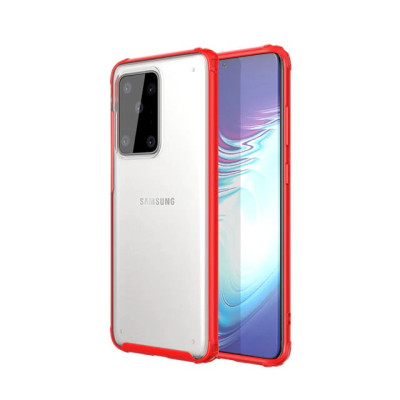 Твърди гърбове Твърди гърбове за Samsung Луксозен твърд гръб матиран със силиконов кант за Samsung Galaxy S20 Ultra G988 червен кант
